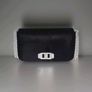 Rebecca Minkoff Black Leather Crossbody Bag with silver hardware